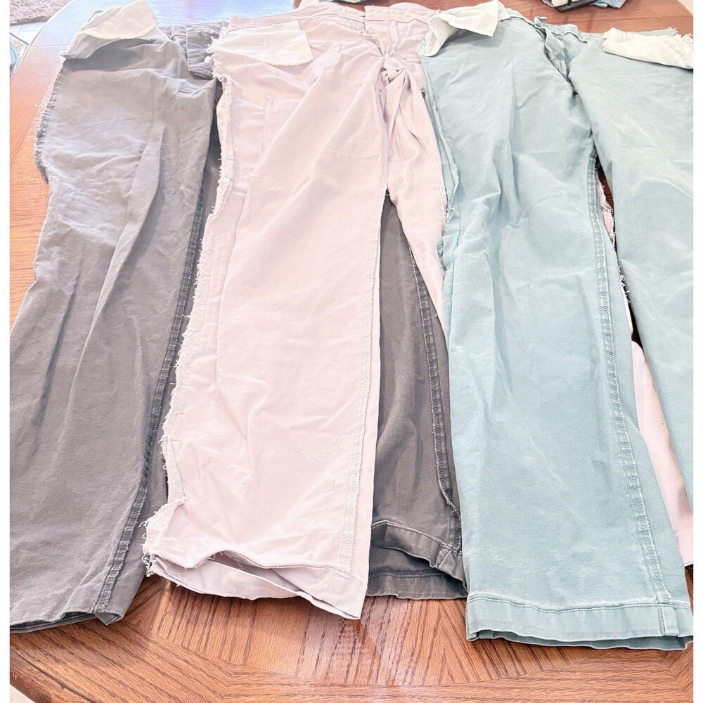 Lot of 3 Eddie Bauer T16 Legend Wash Pants Deconstructed Raw Edge Gray Pink Teal